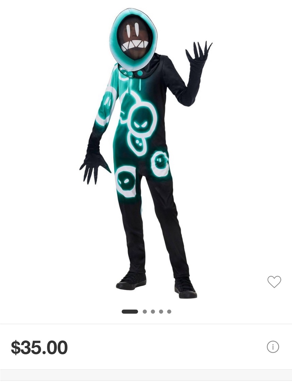 FORTNITE Glow Phantom Kids Costume - Black and Teal Jumpsuit
